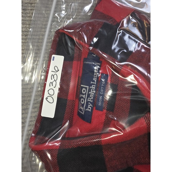 Vintage Polo Ralph Lauren Flannel Shirt Men's Large Buffalo Red Plaid Button Up - Picture 13 of 13